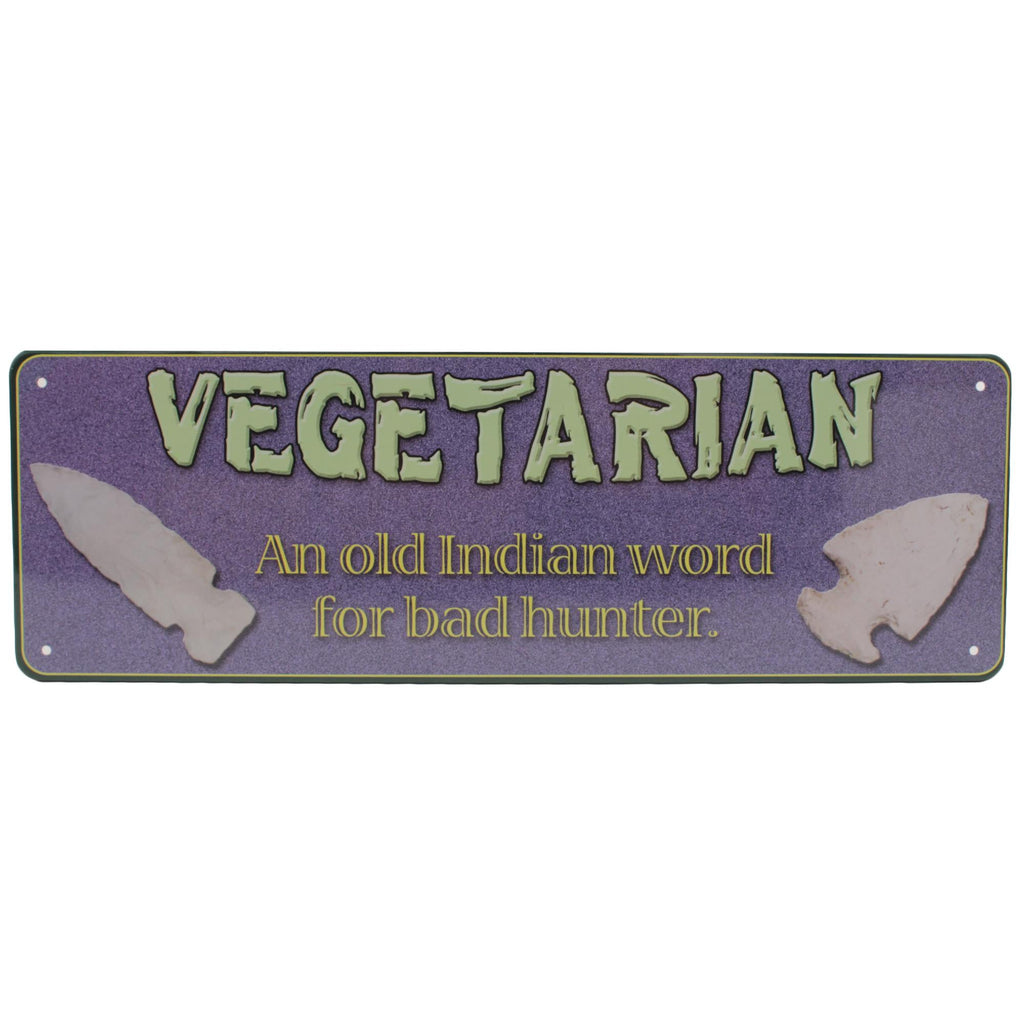 Tin Sign - Vegetarian, Size 10 1-2" x 3 1-2"