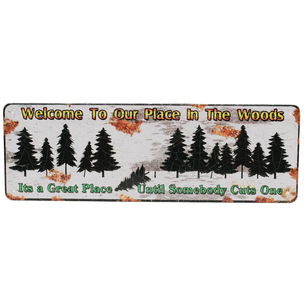 Tin Sign - Welcome To Our Place, Size 10 1-2" x 3 1-2"