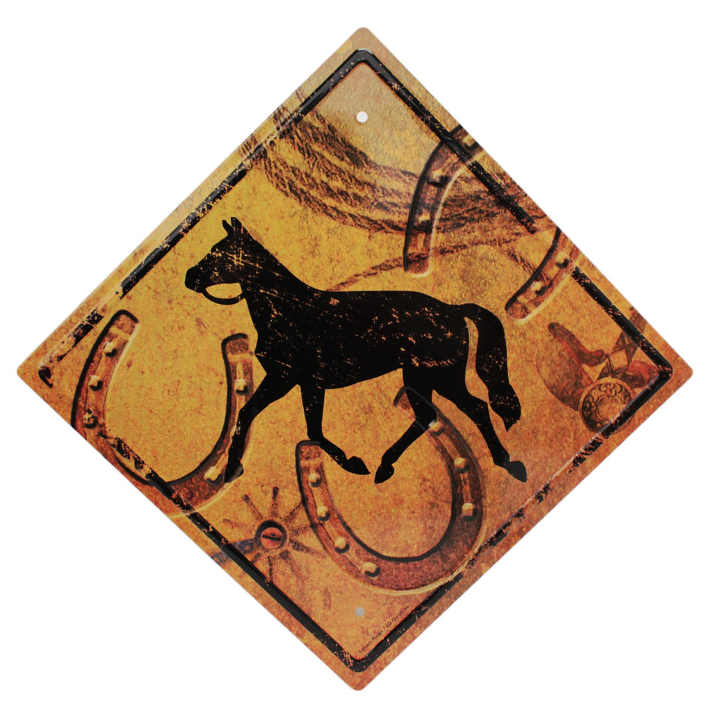 Tin Sign - Horse Crossing, Size 11 1-2" x 11 1-2"