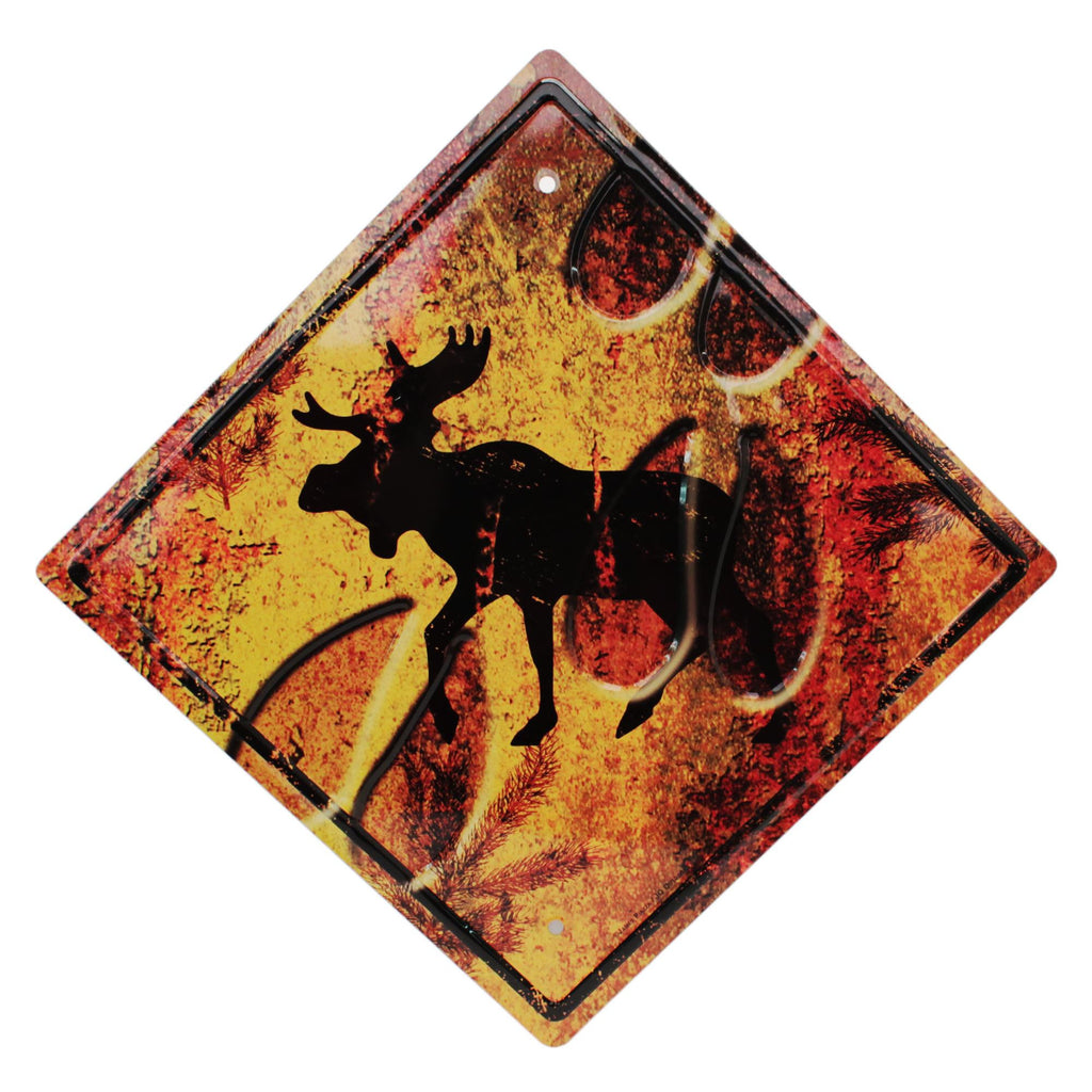 Tin Sign - Moose Crossing. Size 11 1-2" x 11 1-2"