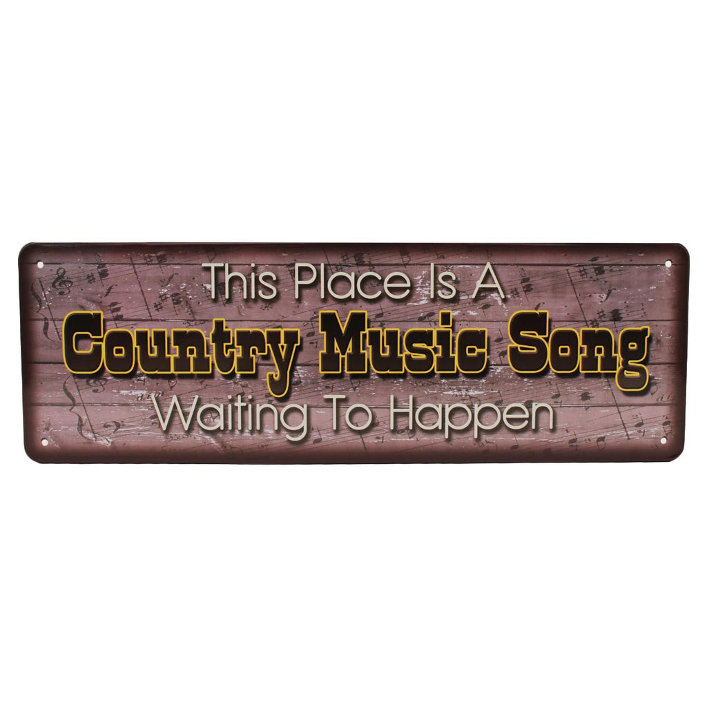 Tin Sign - Country Music Song, Size 10 1-2" x 3 1-2"