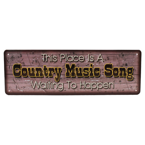 Tin Sign - Country Music Song, Size 10 1-2" x 3 1-2"