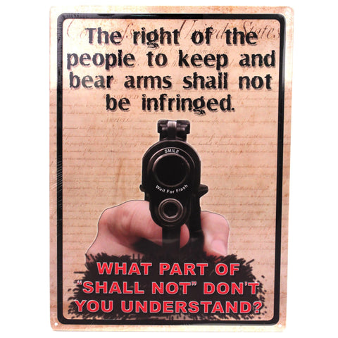 Tin Sign - The Right To Keep & Bear Arms, Size 12" x 17"