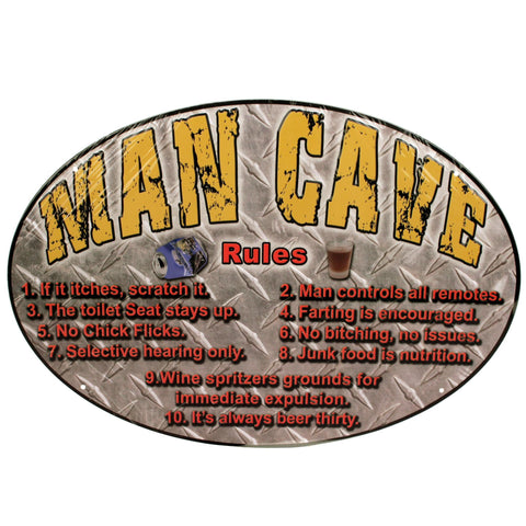 Tin Sign - Man Cave, Size 12" x 17"