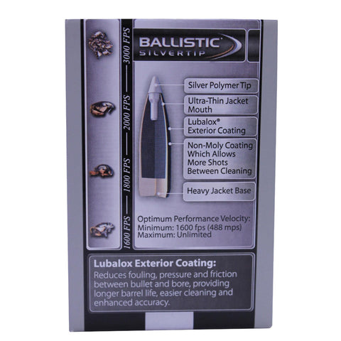 22 Caliber Bullets - Ballistic Tip Varmint, 55 Grains, Ballistic Silvertip Boat Tail, Per 100