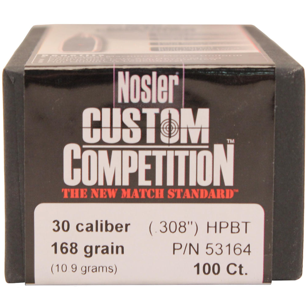 30 Caliber Bullets - Custom Competition, 168 Grains, Hollow Point Boat Tail, Per 100