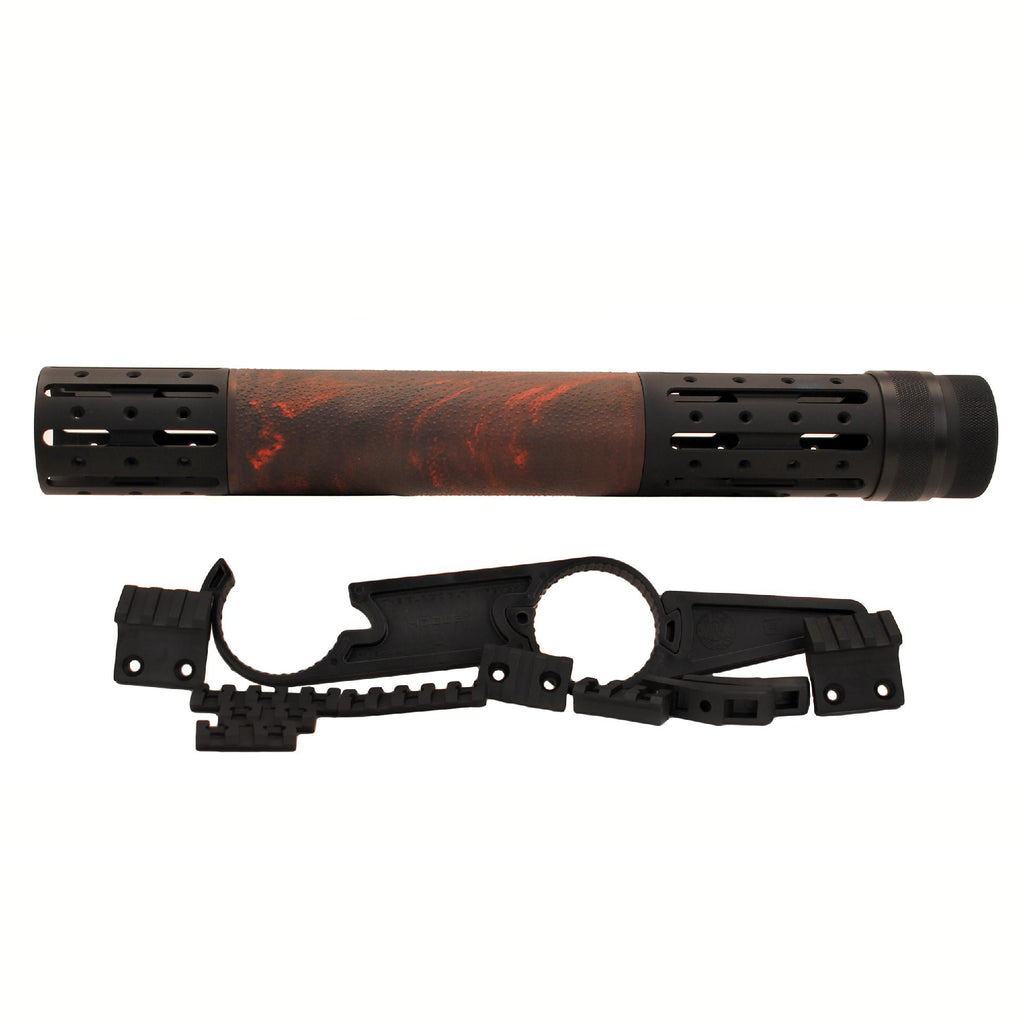 AR15 Ext Length Free Float Forend w-Acc OverMolded Red Lava