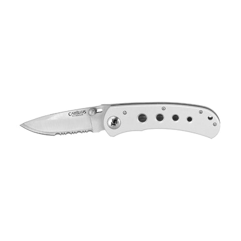 TigerSharp - Titanium Folder, Silver, 1 Smooth-1 Serrated Blade