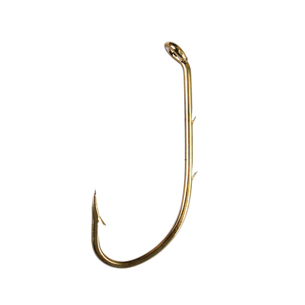 Baitholder Down Eye 2 Slices Offset Hook, Bronze - Size 1 (Per 10)