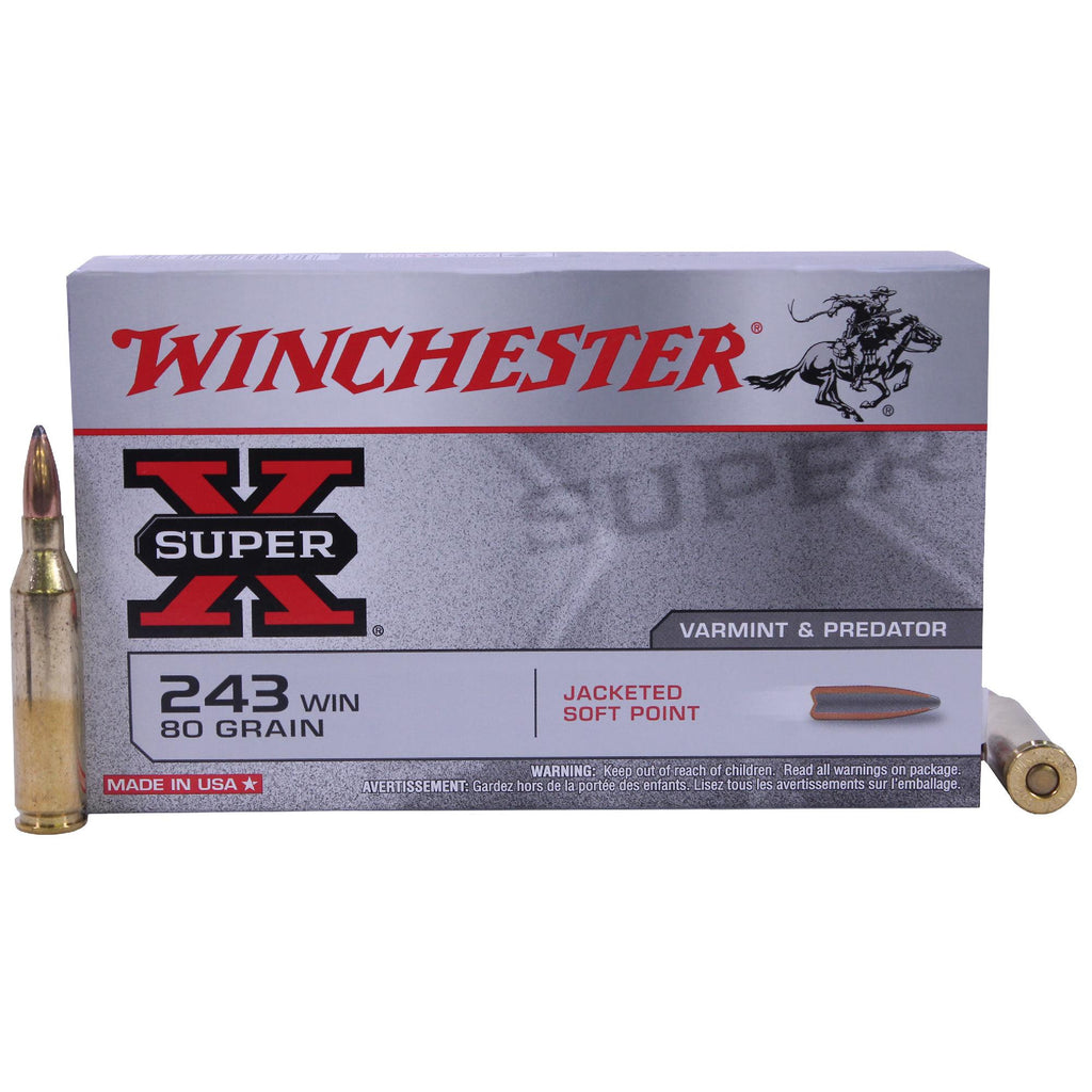 243 Winchester - Super-X, 80 Grains, Pointed Soft Point, Per 20