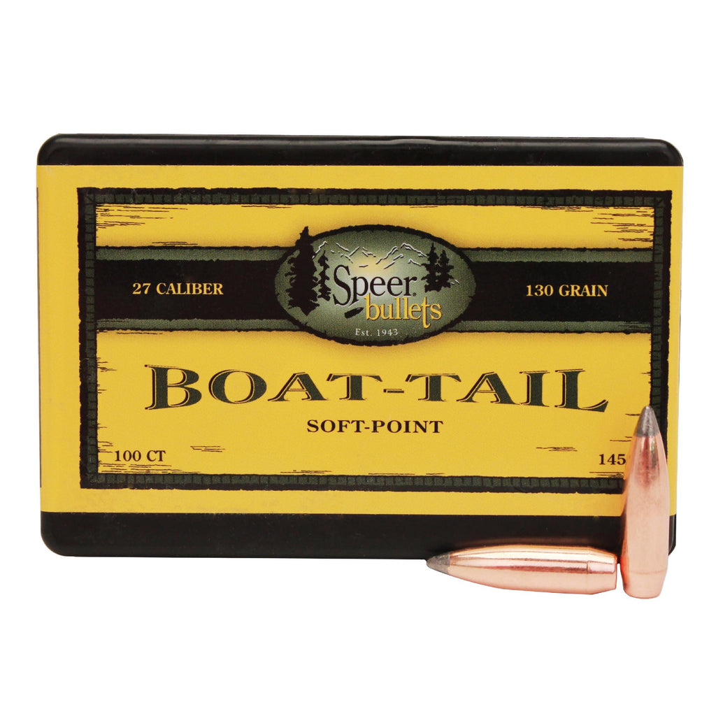 .270 Caliber Bullets - Spitzer, (.277" Diameter), 130 Grains, Boat Tail Soft Point (BTSP), Per 100