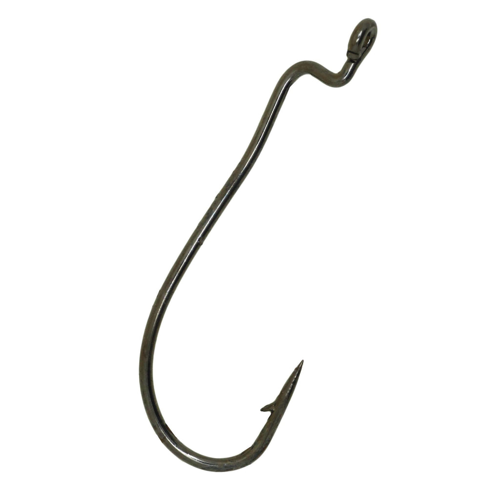 Lazer Worm Round Bend Hook, Platinum Black - Size 1