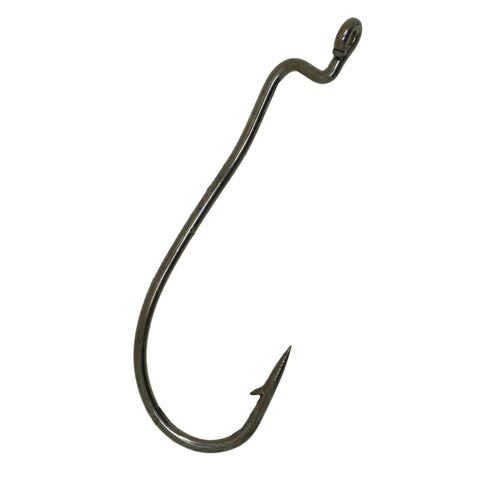 Lazer Worm Round Bend Hook, Platinum Black - Size 1