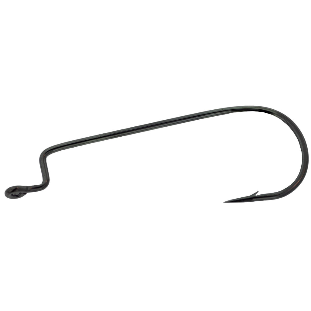 Lazer Worm Round Bend Hook, Platinum Black - Size 2-0 (Per 6)