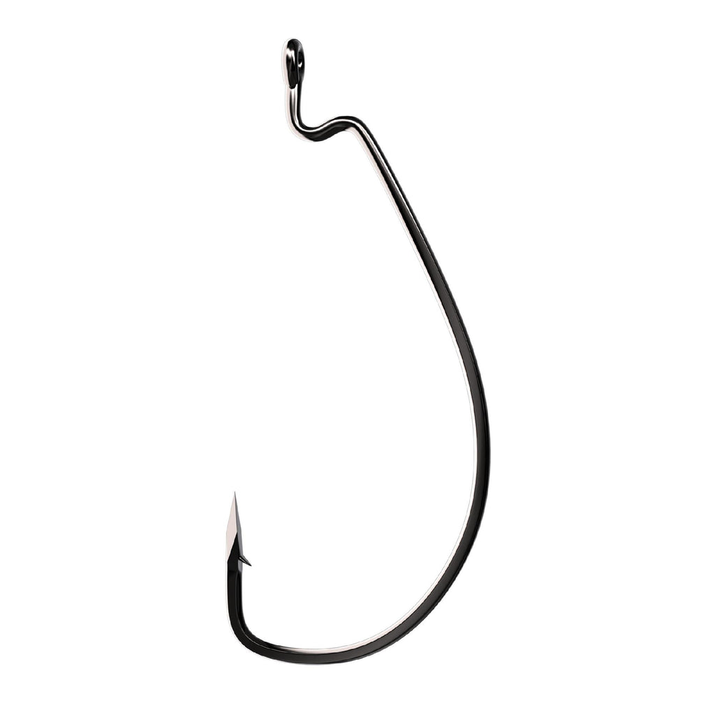 Trokar Extra Wide Gap Worm Hook, Platinum Black - Size 2-0 (Per 6)