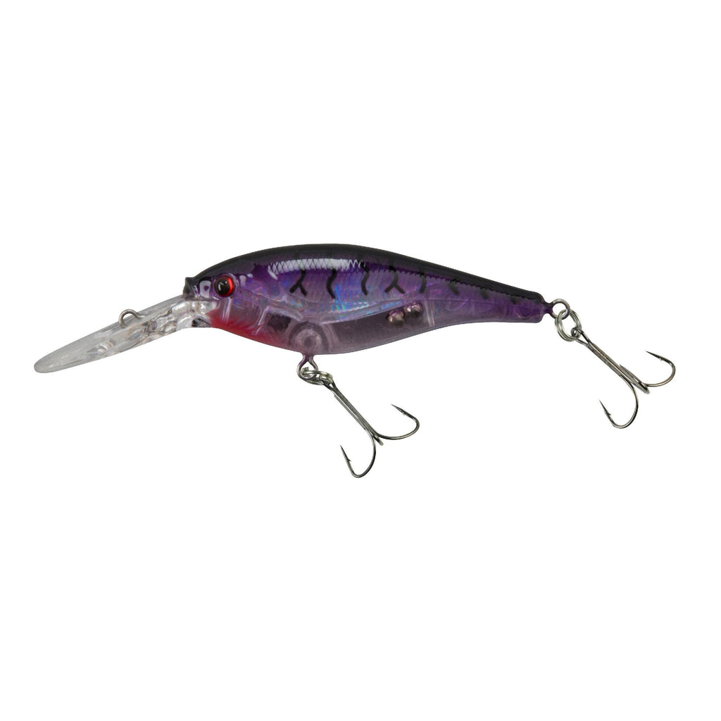 Flicker Shad Pro Flash Hard Bait - 2 3-4" Length, 11'-13' Swimming Depth, 2 Hooks, Flashy Purple Tiger, Per 1