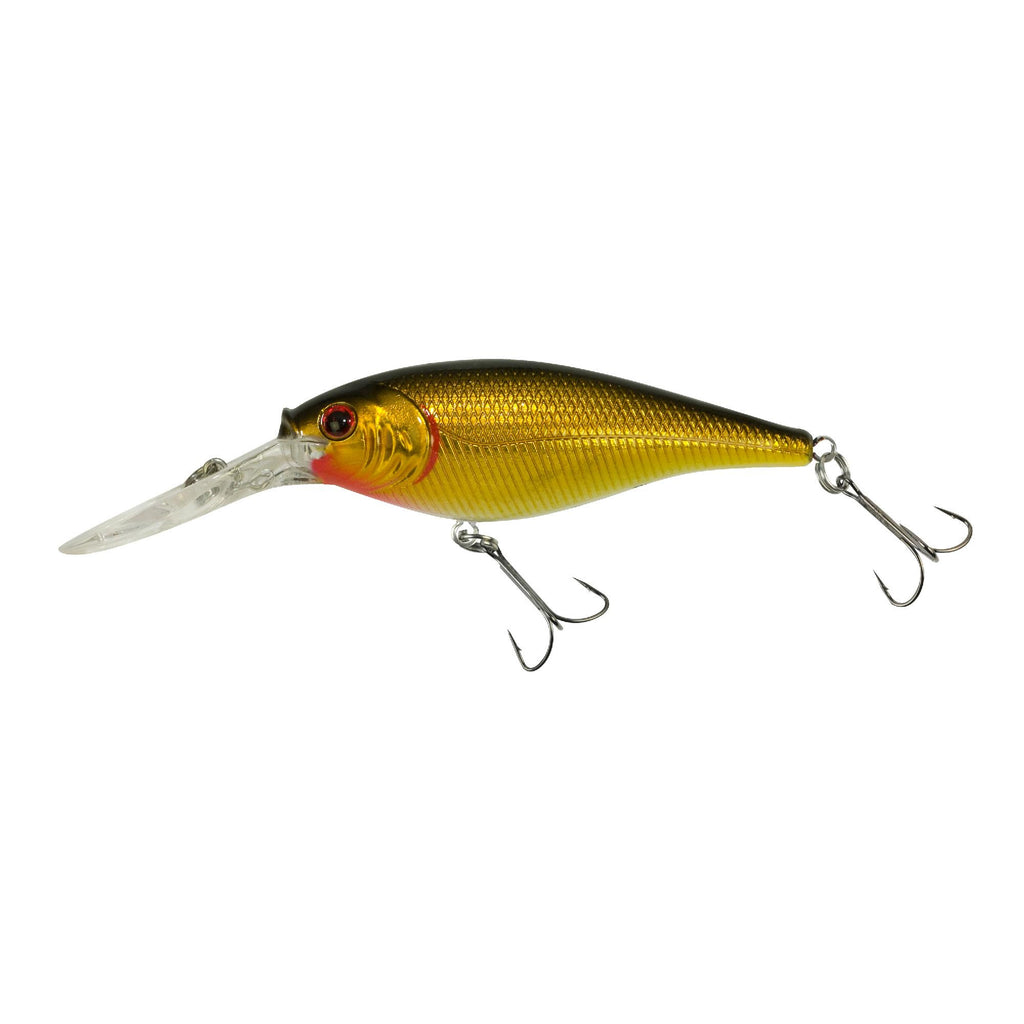 Flicker Shad Hard Bait - 3 1-2" Length, 11'-13' Swimming Depth, 2 Hooks, Black Gold, Per 1