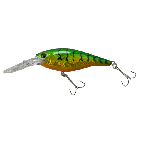 Flicker Shad Pro Slick Hard Bait - 2" Length, 9'-11' Swimming Depth:, 2 Hooks, Slick Firetiger, Per 1