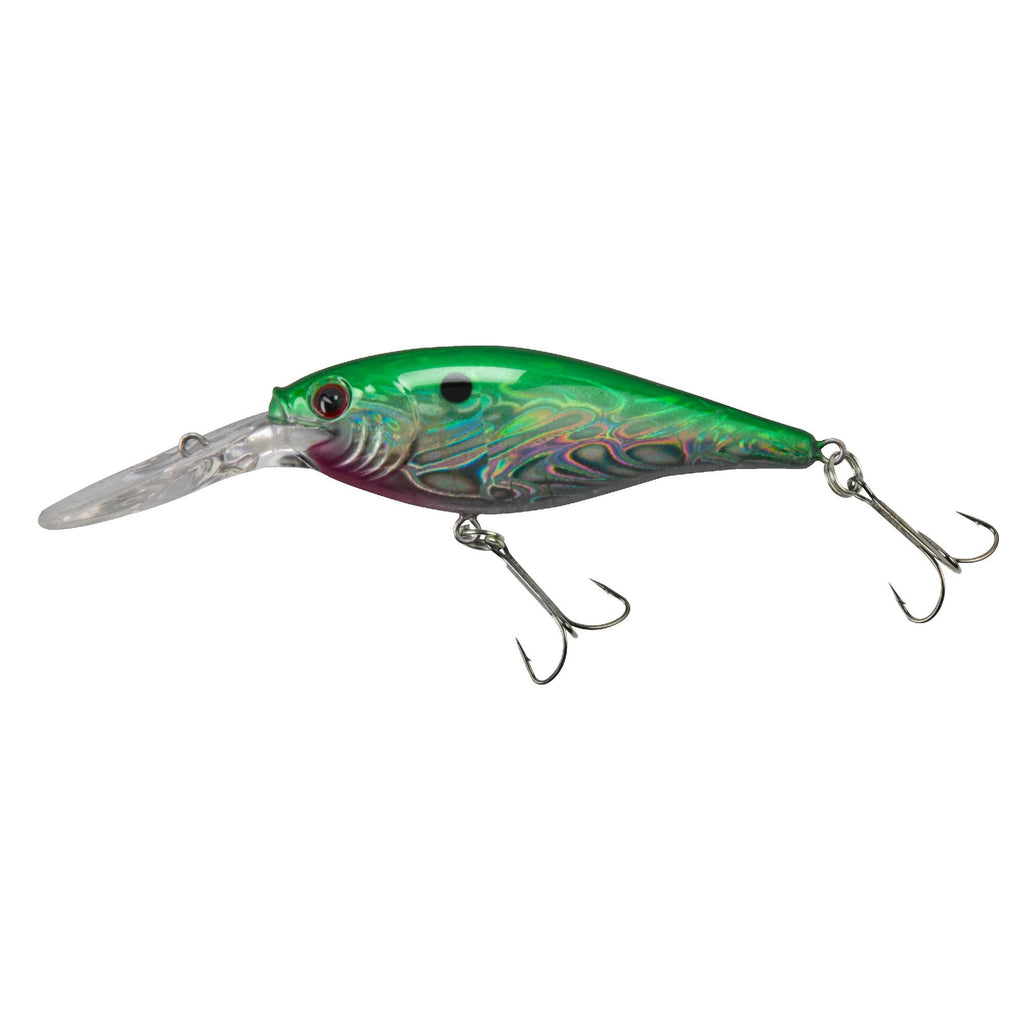 Flicker Shad Pro Slick Hard Bait - 2 1-4" Length, 10'-12' Swimming Depth, 2 Hooks, Slick Green Pearl, Per 1