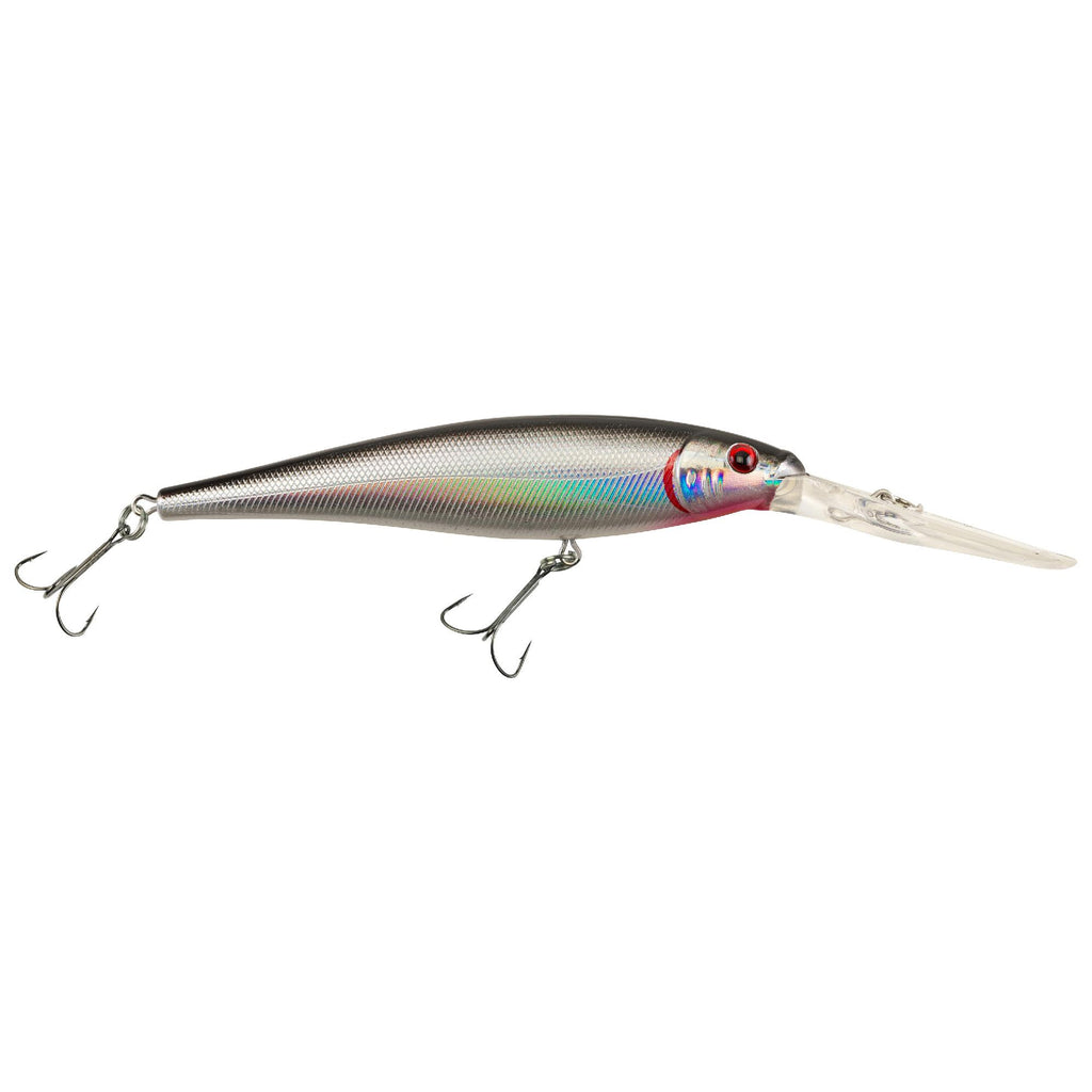 Flicker Minnow Hard Bait - 3" Length, 14'-17' Swimming Depth, 2 Hooks, Black Silver, Per 1