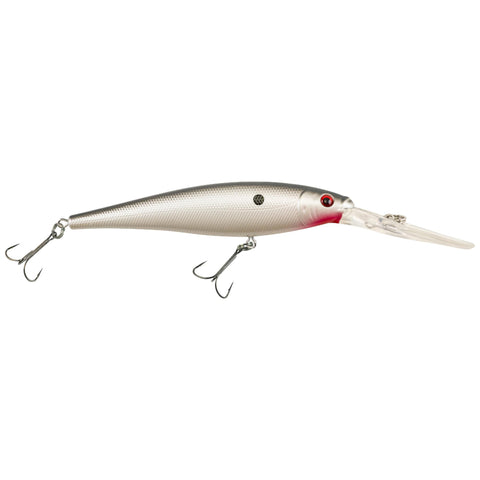 Flicker Minnow Hard Bait - 3" Length, 14'-17' Swimming Depth, 2 Hooks, Pearl White, Per 1