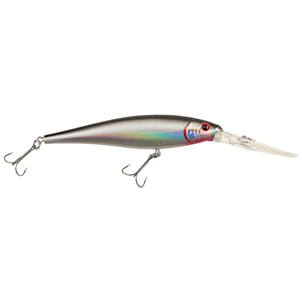 Flicker Minnow Hard Bait - 3 1-2" Length, 18'-23' Swimming Depth, 2 Hooks, Black Silver, Per 1