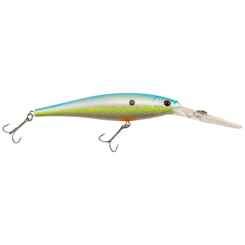 Flicker Minnow Hard Bait - 3 1-2" Length, 18'-23' Swimming Depth, 2 Hooks, Racy Shad, Per 1