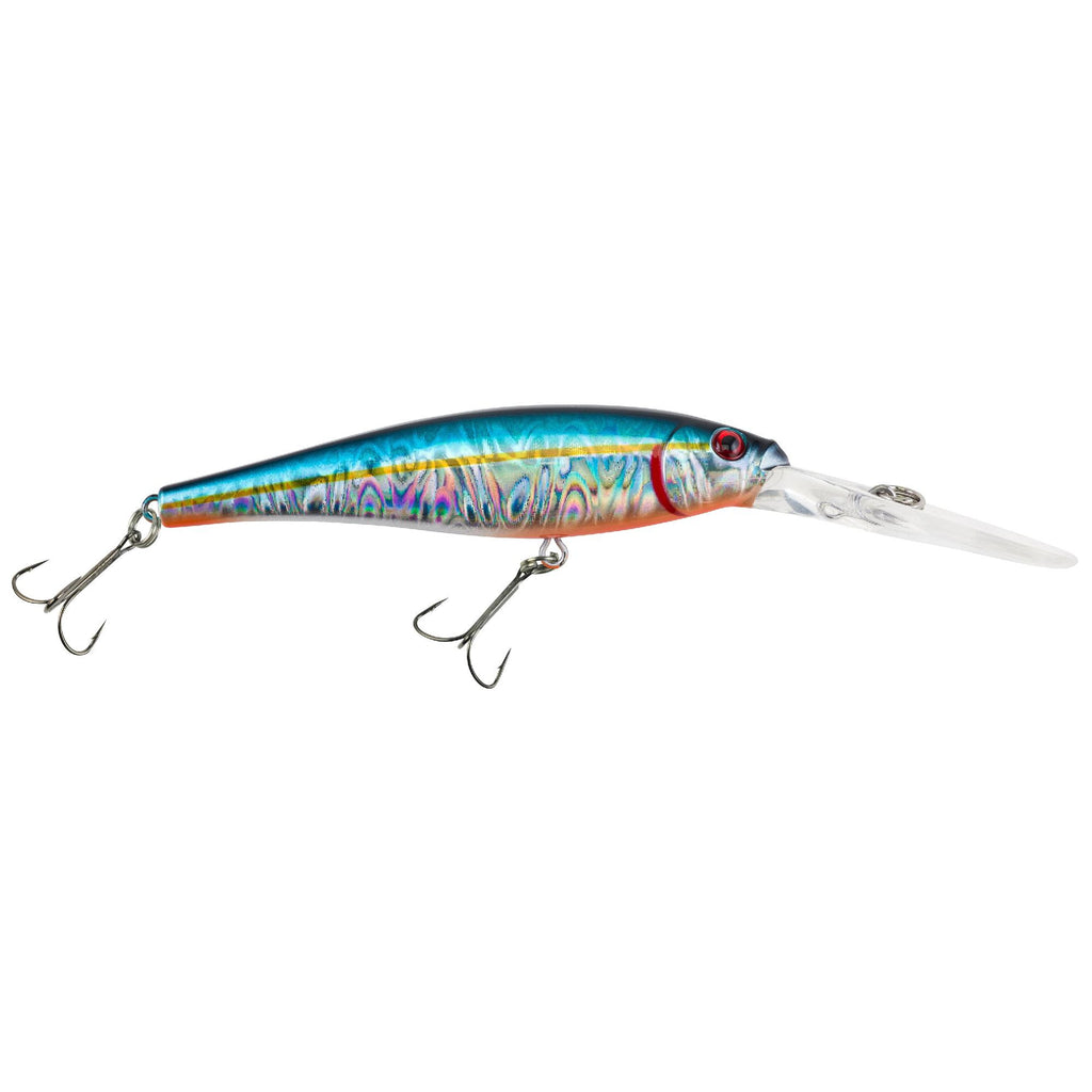 Flicker Minnow Pro Slick Hard Bait - 3 1-2" Length, 18'-23' Swimming Depth, 2 Hooks, Slick Blue Alewife, Per 1