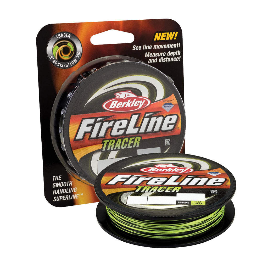 FireLine Fused Tracer Superline Line Spool - 125 Yards, 0.015" Diameter, 30 lb Breaking Strength, Smoke-Flame Green