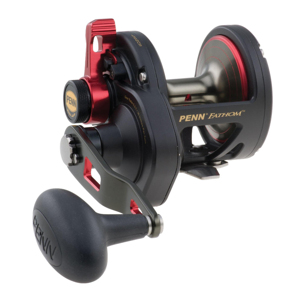 Fathom Lever Drag Conventional Reel - 20N Size, 5.3:1 Gear Ratio, 36" Retrieve Rate, 33 lbs Max Drag, Right Hand