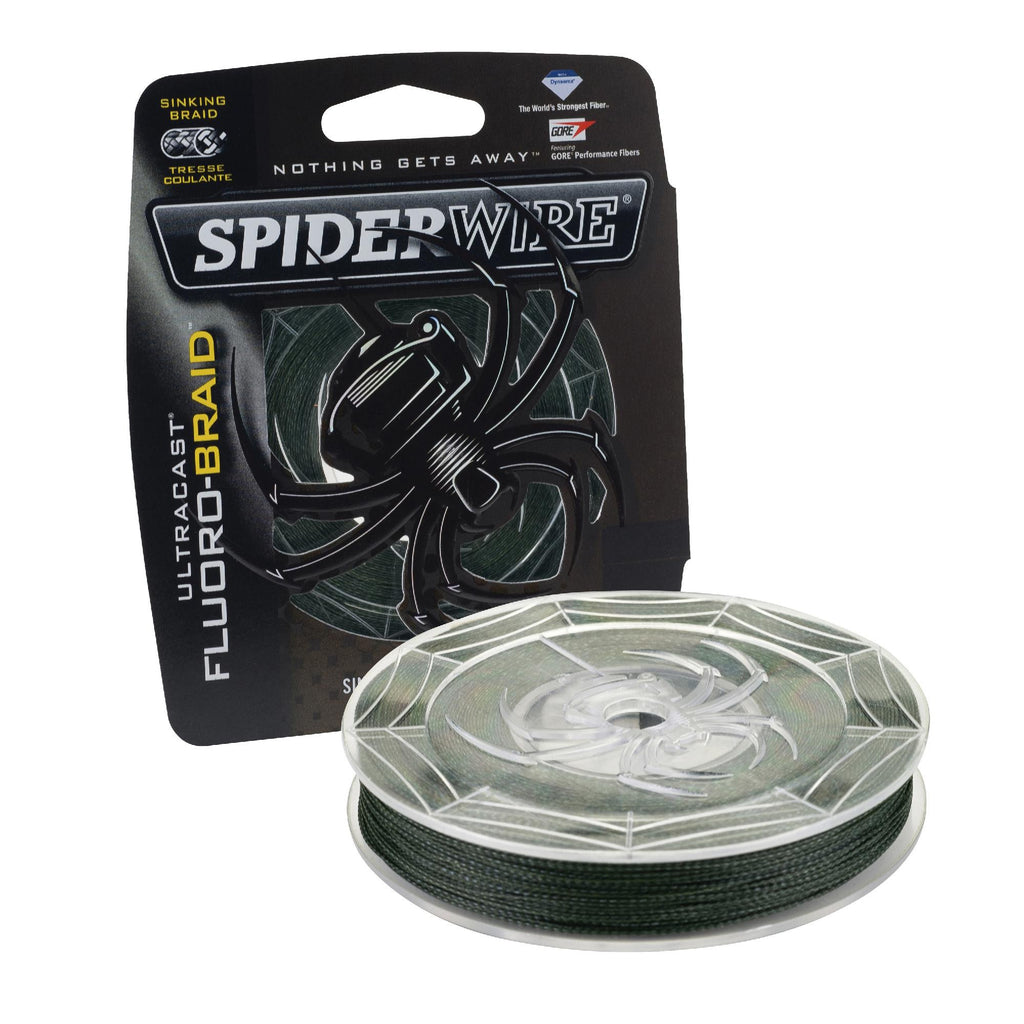 Ultracast Fluoro-Braid Superline Line Spool - 300 Yards, 0.009" Diameter, 15 lbs Breaking Strength, Moss Green