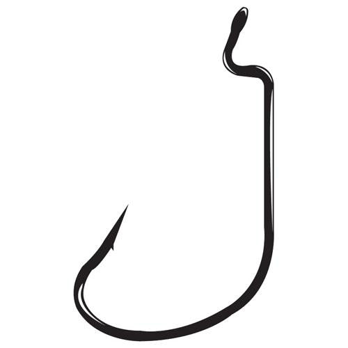 Worm Hook, Offset Shank, G-Lock - Size 1-0, NS Black, Per 6