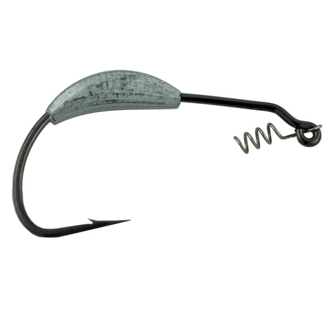 Worm Hook, Superline, Weighted, Spring Lock - Size 5-0, 1-4 oz, NS Nlack, Per 4