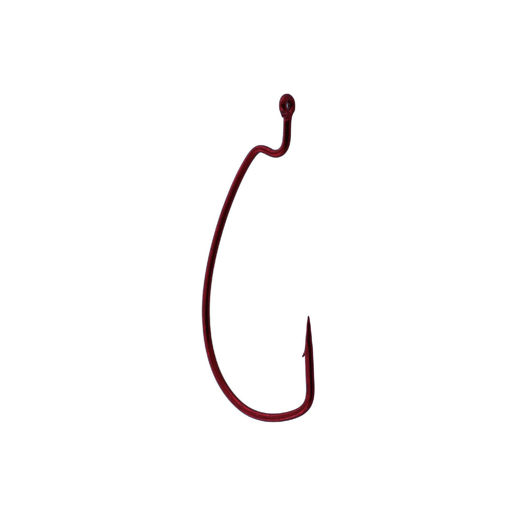 Worm Hook, Offset Shank, EWG - Size 1, Red, Per 6