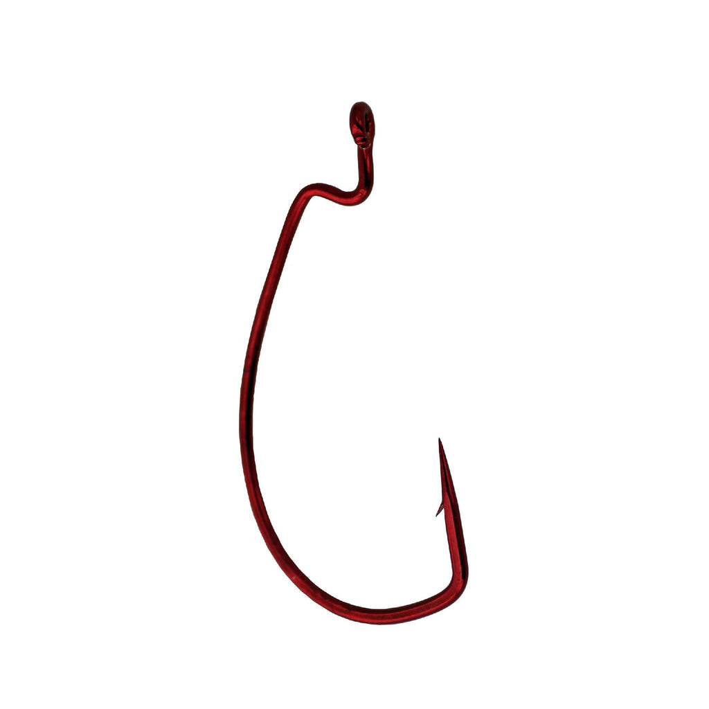 Worm Hook, Superline, Offset Shank, EWG - Size 2-0, Red, Per 5