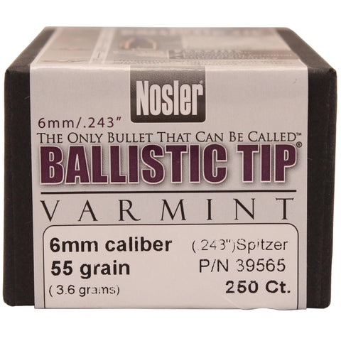 6mm Bullets - Ballistic Tip Varmint, 55 Grains, Spitzer Boat Tail, Per 250