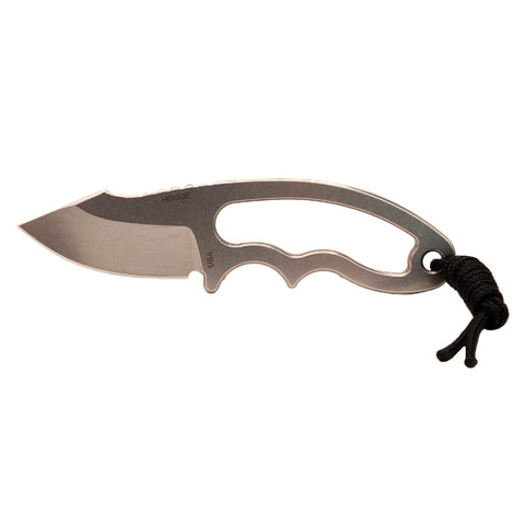 EXF03 Neck 2.25" Knife Clip Point Blade Tumble Finish, Black Sheath