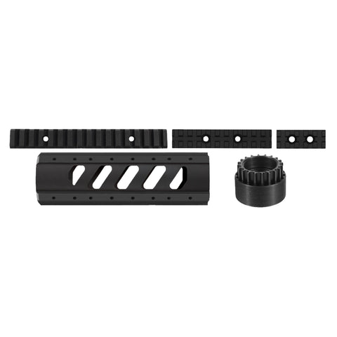 AR-15 Aluminum 6 Side Free Float Forend - - Carbine Length with Rail Pack, Black