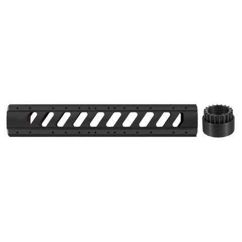 AR-15 Aluminum 6 Side Free Float Forend - - Rifle Length with Slotted Barrel Nut, Black