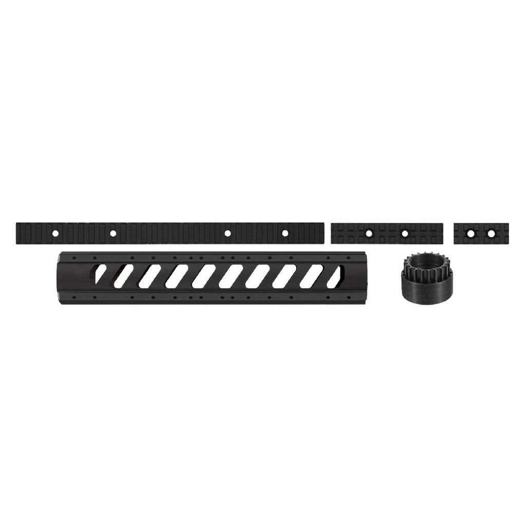 AR-15 Aluminum 6 Side Free Float Forend - - Rifle Length with Rail Pack, Black