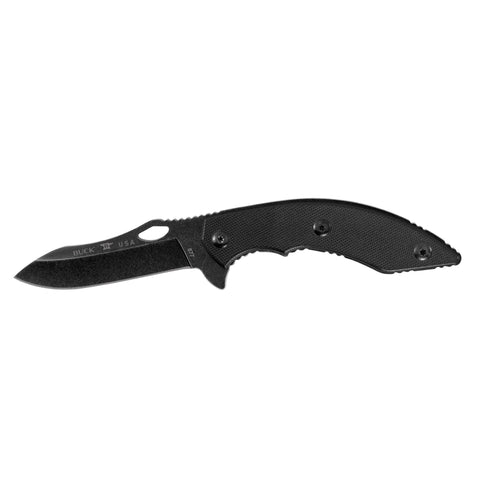 Maverik - 3.125" Black Stonewash Plain Blade, Black G10 Handle, Boxed