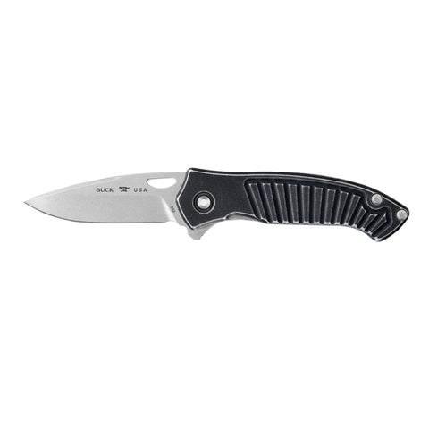 Inertia - 3.125" Stonewash Blade, Black Aluminum Handle, Boxed