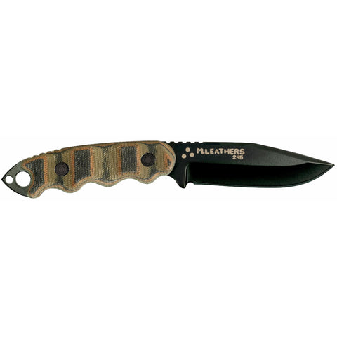 Matt Would Go, 4" Carbon Steel Fixed Blade, Camo Micarta Handle, Boxed