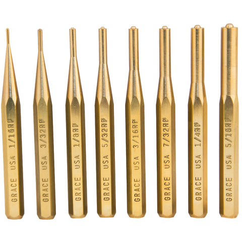 Brass Punch Set - Roll Pin, 8 Pieces