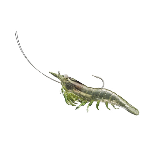 Rigged Shrimp Soft Plastic - Saltwater, 3", #1-0 Hook, Variable Depth,  Grass Shrimp, Per 4