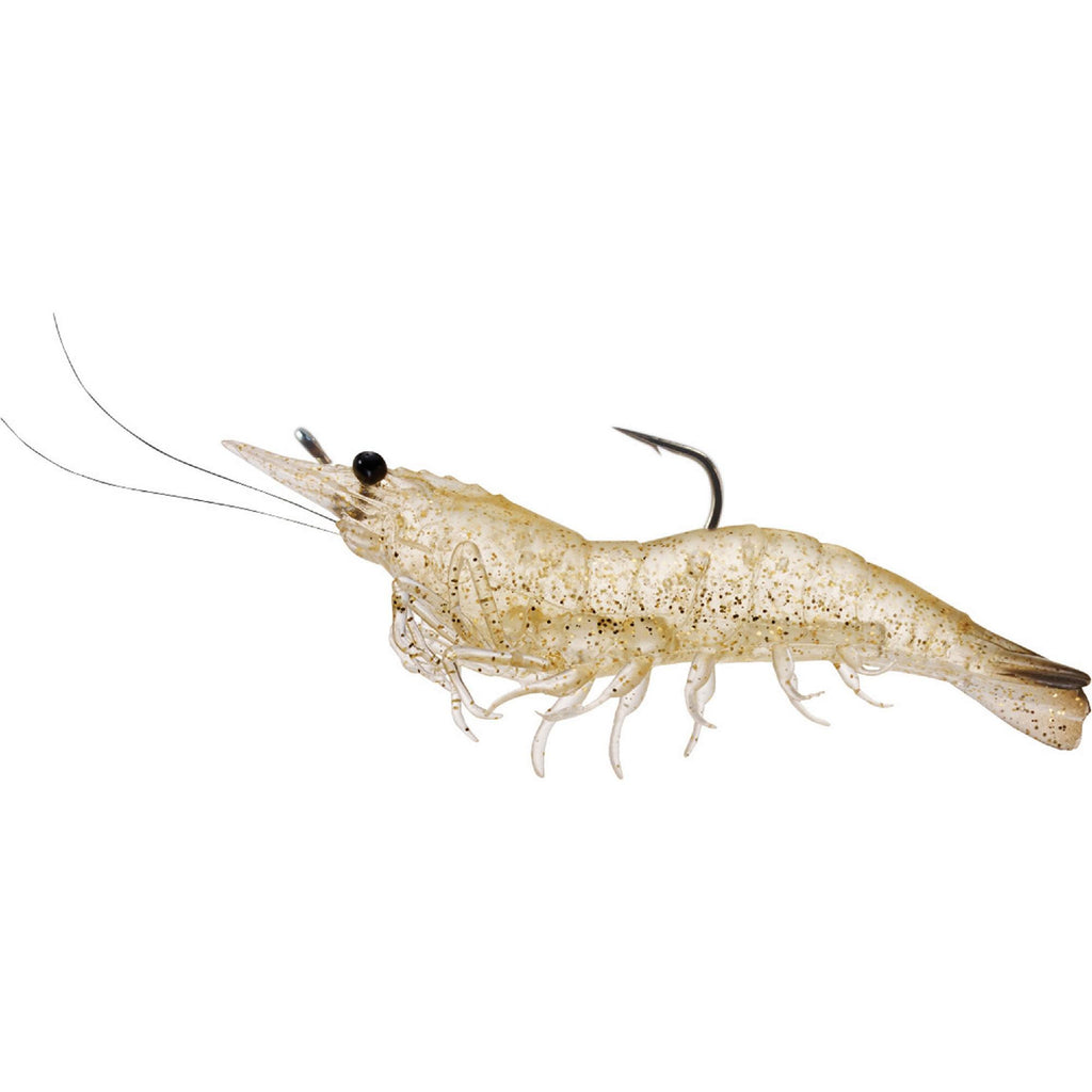 Rigged Shrimp Soft Plastic - Saltwater, 4", #2-0 Hook, Variable Depth, Glass Shrimp, Per 4