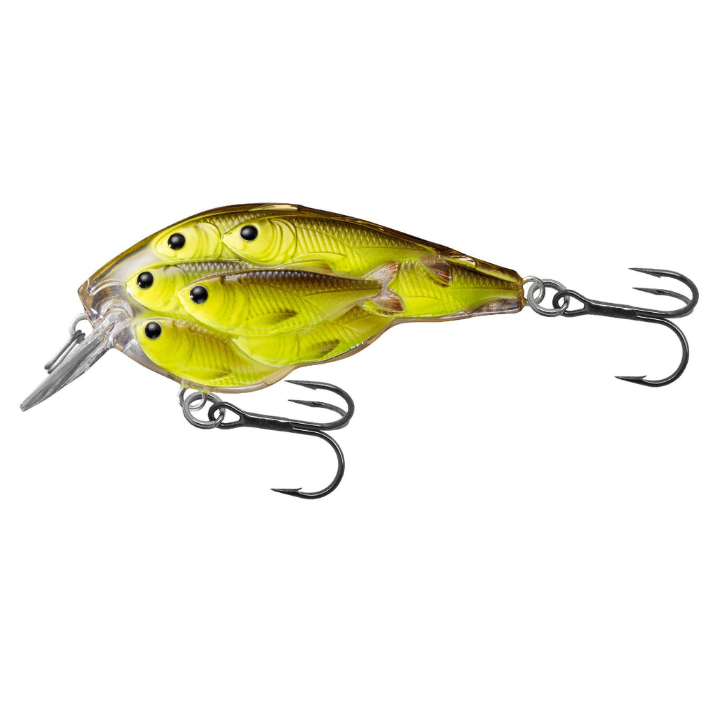 Yearling Baitball Squarebill - Freshwater, 2 3-8", #4 Hook, 4'  ' Depth, Chartreuse-Black