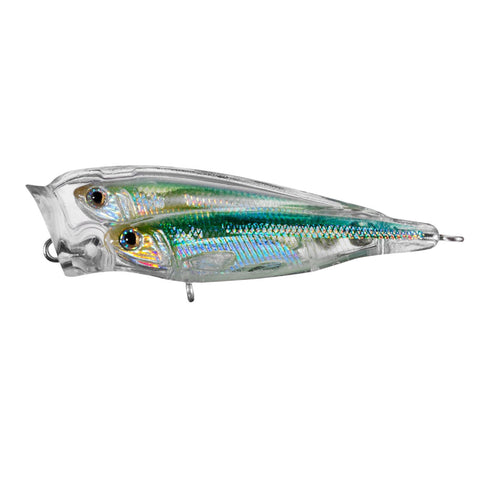 Glass Minnow Juvenile Baitball Popper - Saltwater, 3", #4 Hook, Topwater Depth, Silver-Green