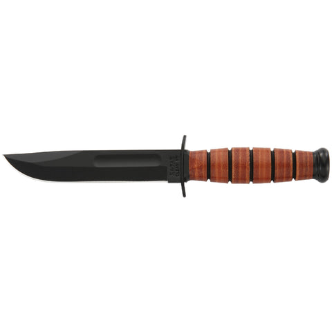 Short Ka-Bar, USA - Straight Edge, Brown Leather Sheath