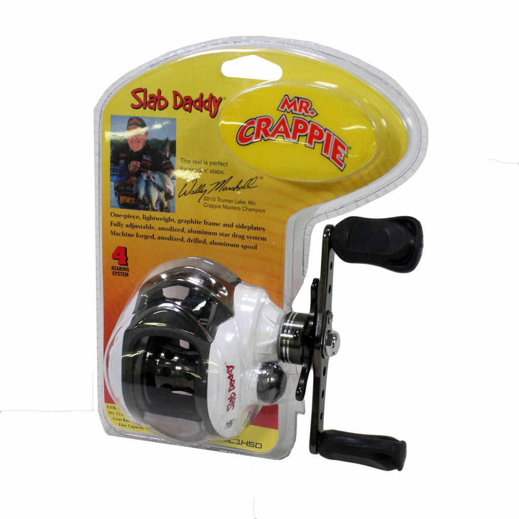 Mr.Crappie Slab Daddy Baitcast Reel - 6.3:1 Gear Ratio, 10 lb 175 Yards Line Capacity, Clam Package